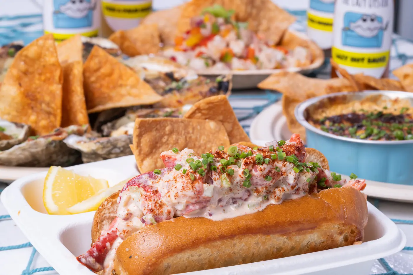 The Lazy Oyster menu – lobster rolls, oysters, and seafood spread